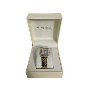 Anne Klein 12/2332MPGB Women's 26mm x 33mm Gold Tone MOP + Crystal Dial Watch
